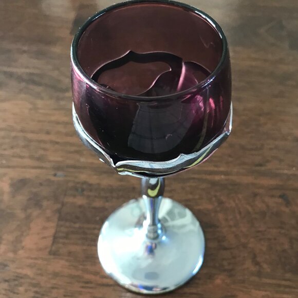 1924 Farber Bros NYC Chrome Amethyst Cocktail Glass - Picture 2 of 5